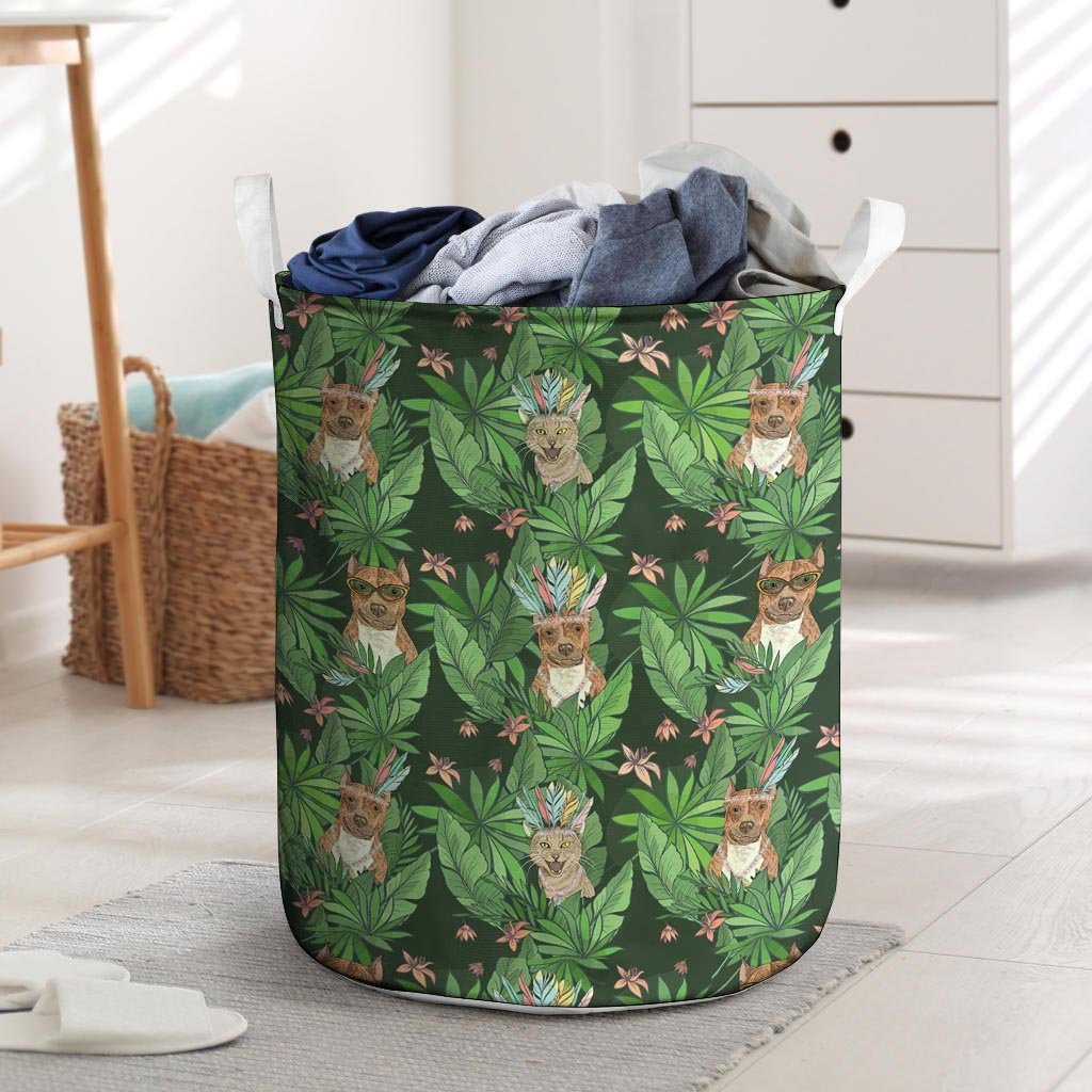 Hawaiian Tropical Pitbull Laundry Basket-grizzshop