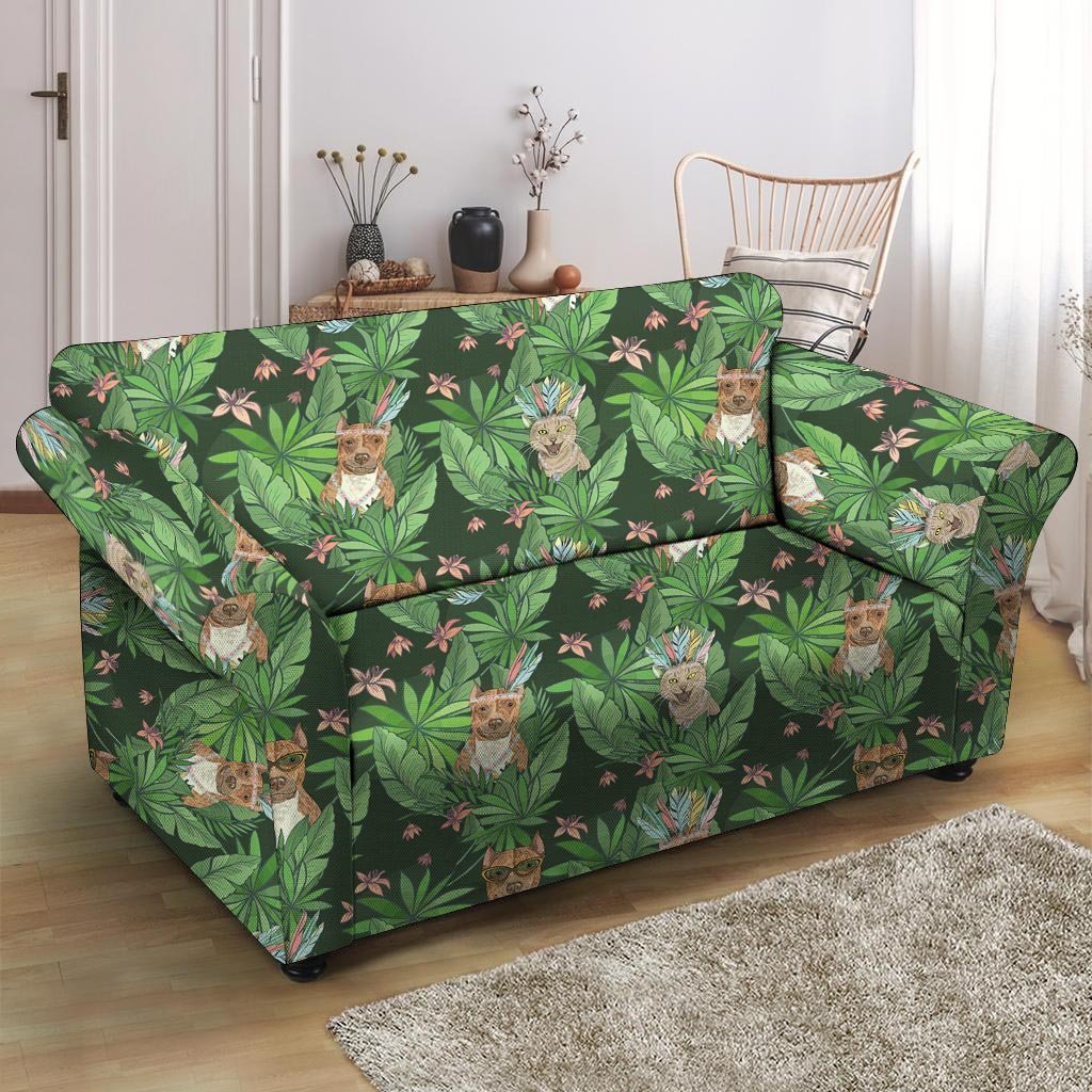 Hawaiian Tropical Pitbull Loveseat Cover-grizzshop