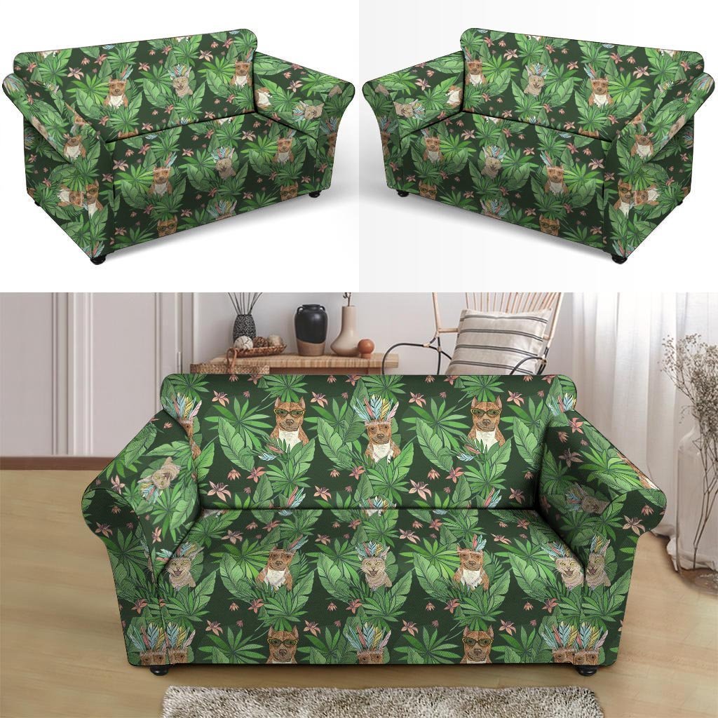 Hawaiian Tropical Pitbull Loveseat Cover-grizzshop