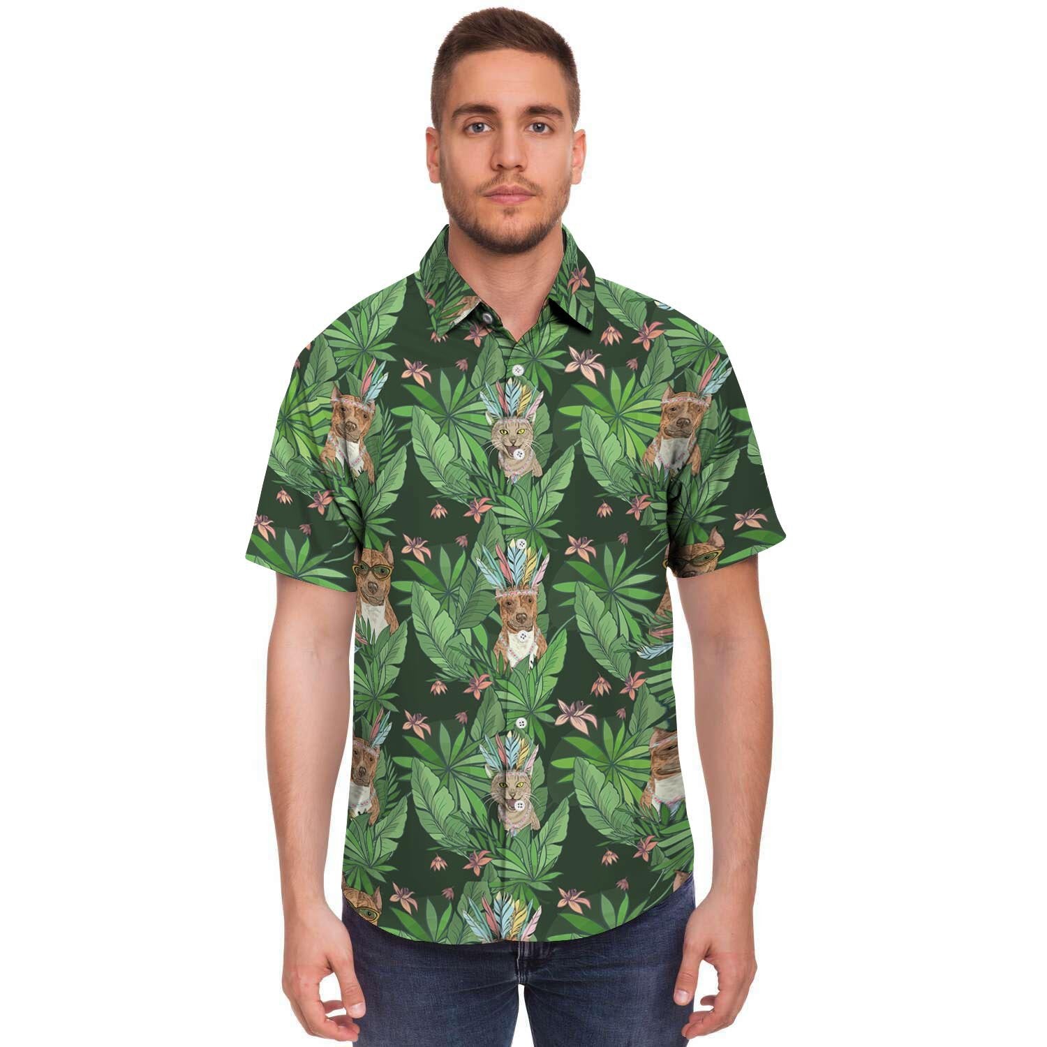 Hawaiian Tropical Pitbull Men's Short Sleeve Shirt-grizzshop