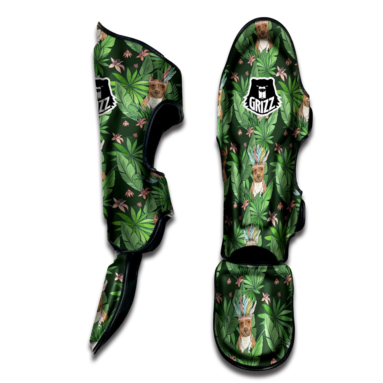 Hawaiian Tropical Pitbull Muay Thai Shin Guard-grizzshop