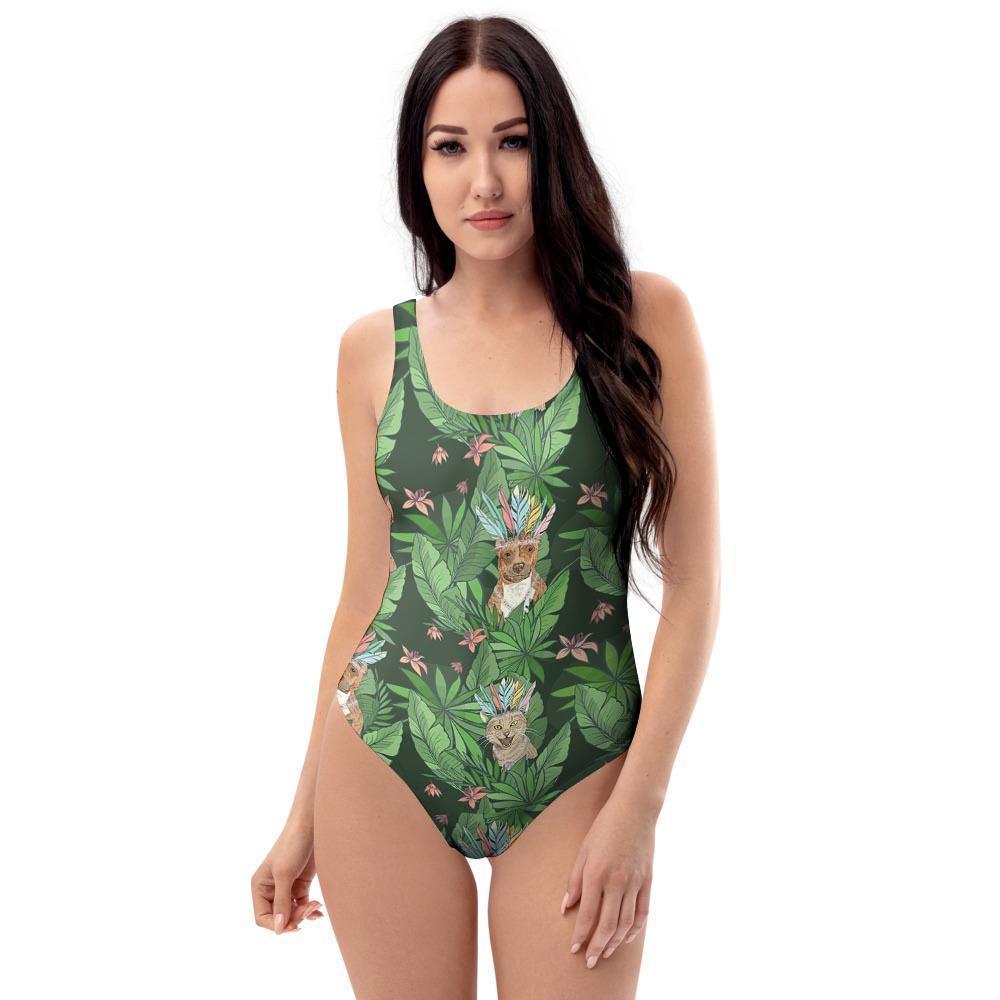 Hawaiian Tropical Pitbull One Piece Swimsuite-grizzshop