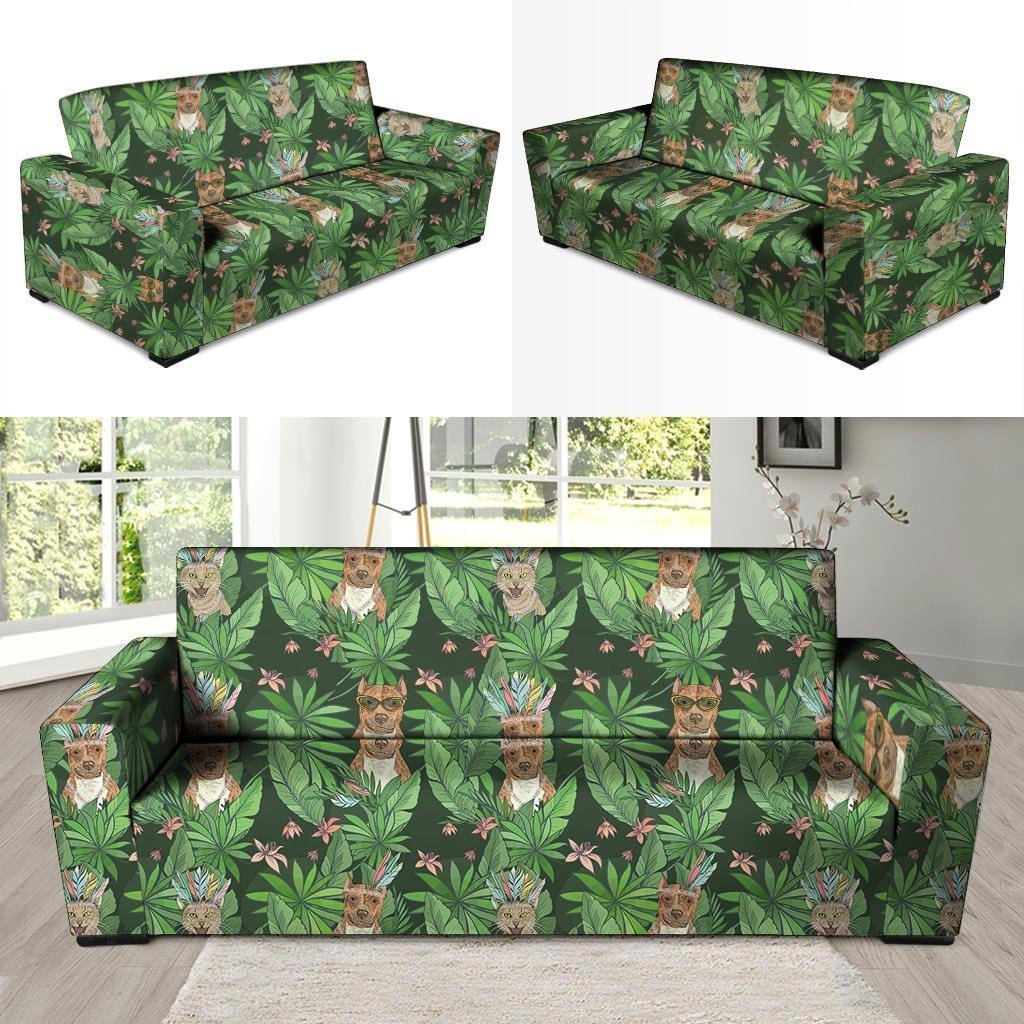 Hawaiian Tropical Pitbull Sofa Cover-grizzshop