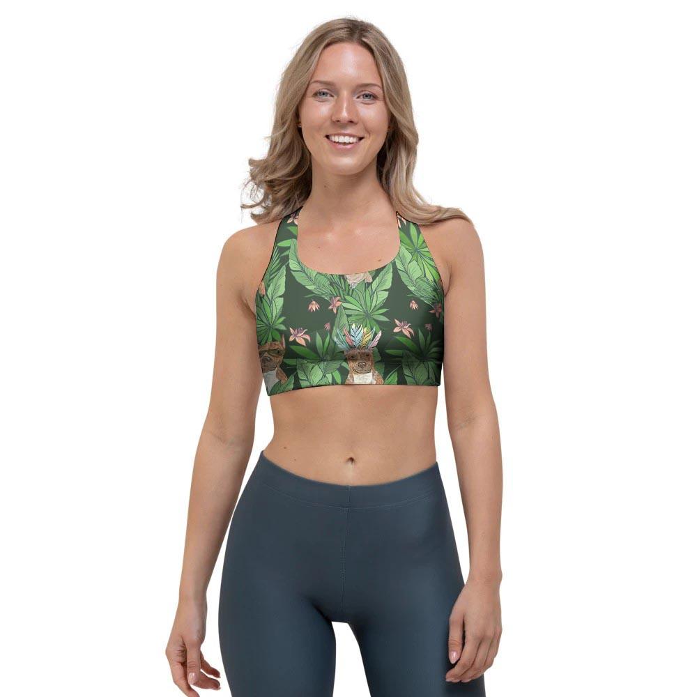 Hawaiian Tropical Pitbull Sports Bra-grizzshop