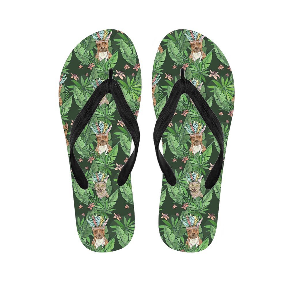 Hawaiian Tropical Pitbull Women's Flip Flops-grizzshop