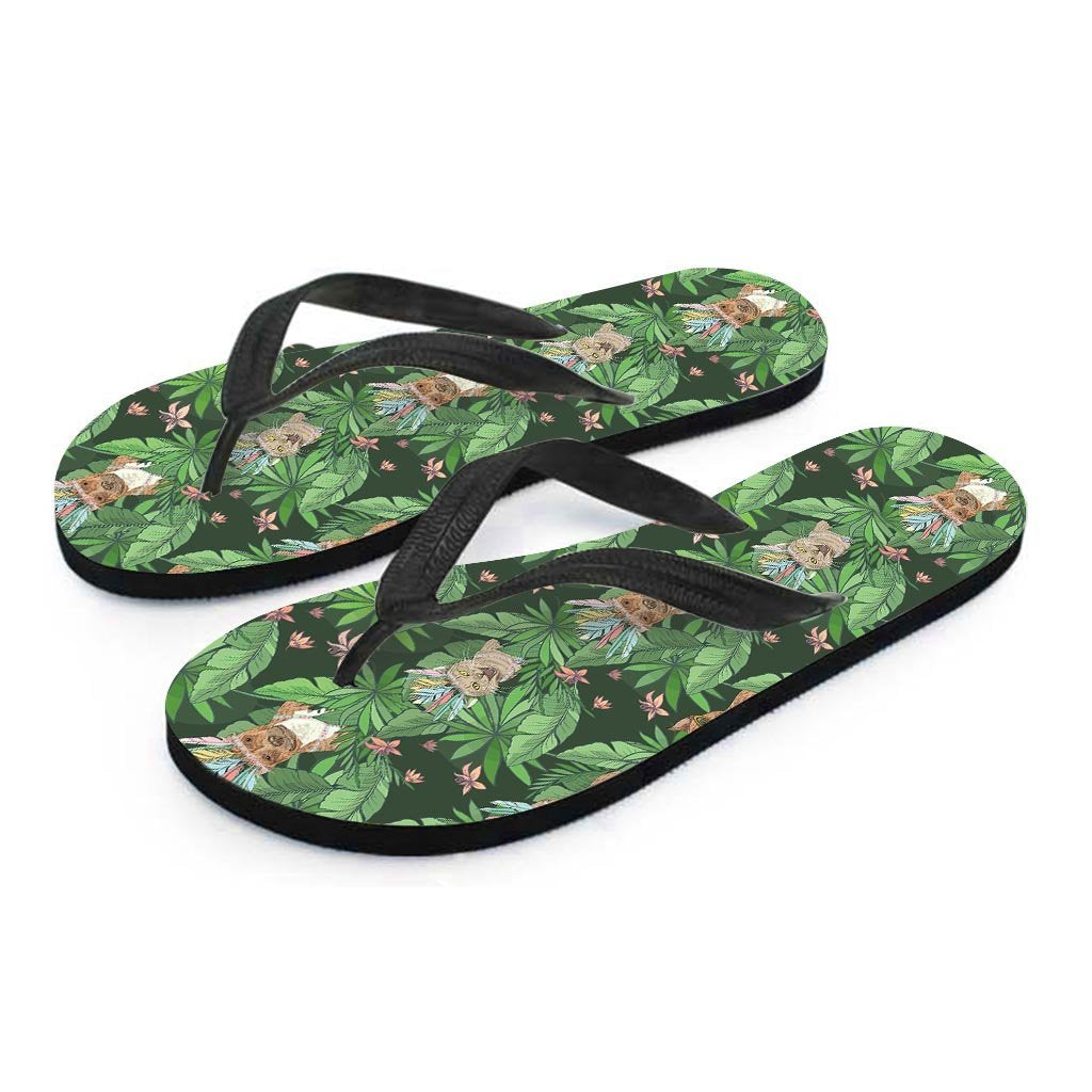 Hawaiian Tropical Pitbull Women's Flip Flops-grizzshop