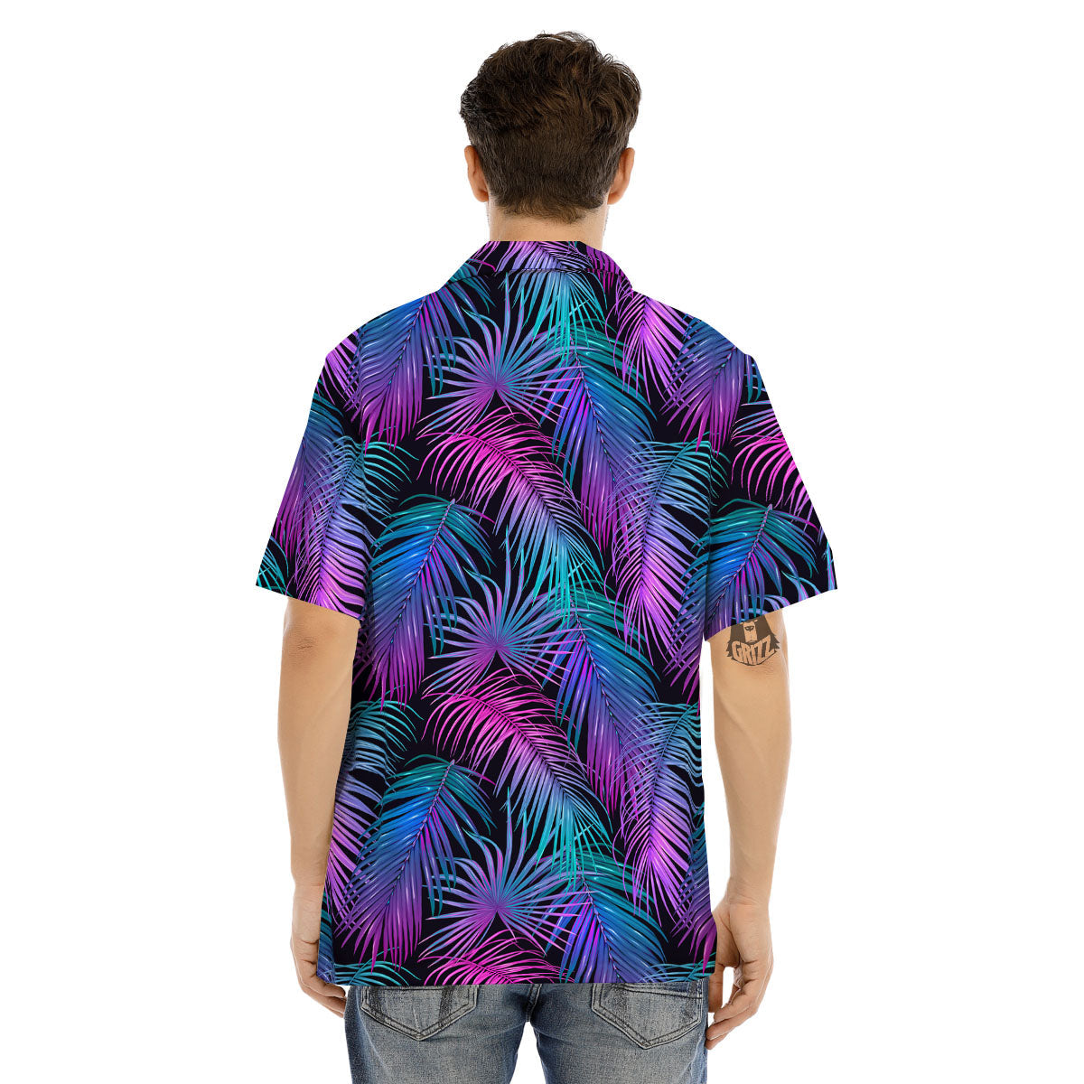 Hawaiian Tropical Purple Print Pattern Men's Hawaiian Shirt-grizzshop