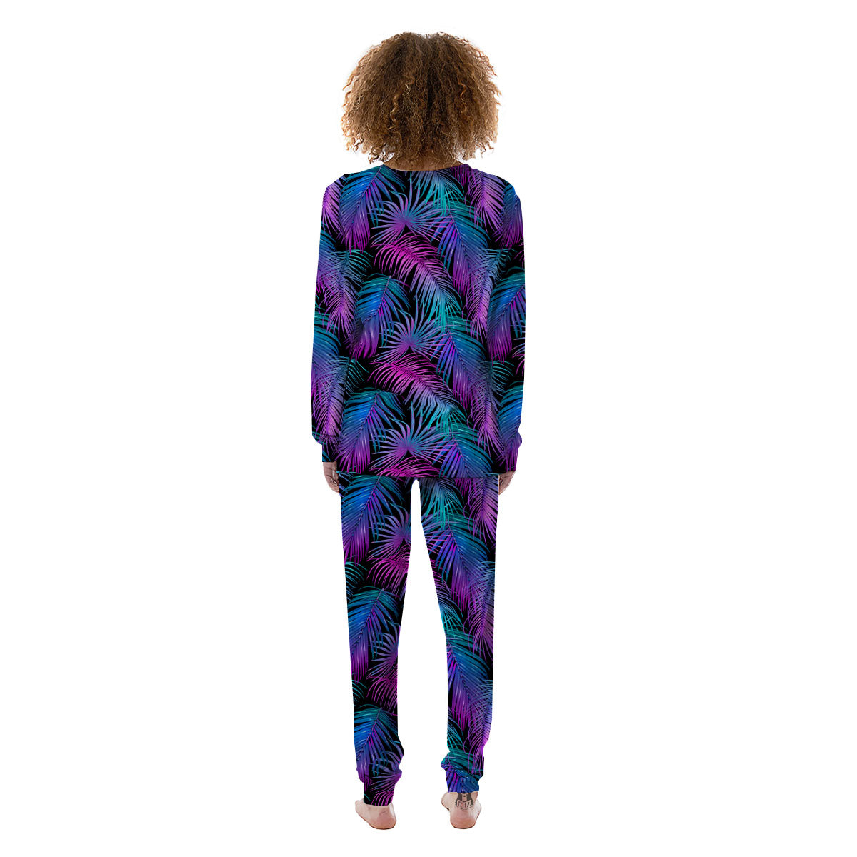 Hawaiian Tropical Purple Print Pattern Women's Pajamas-grizzshop