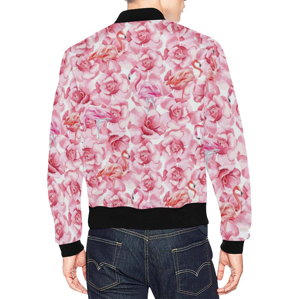 Hawaiian Tropical Flamingo Floral Pattern Print Men's Bomber Jacket-grizzshop