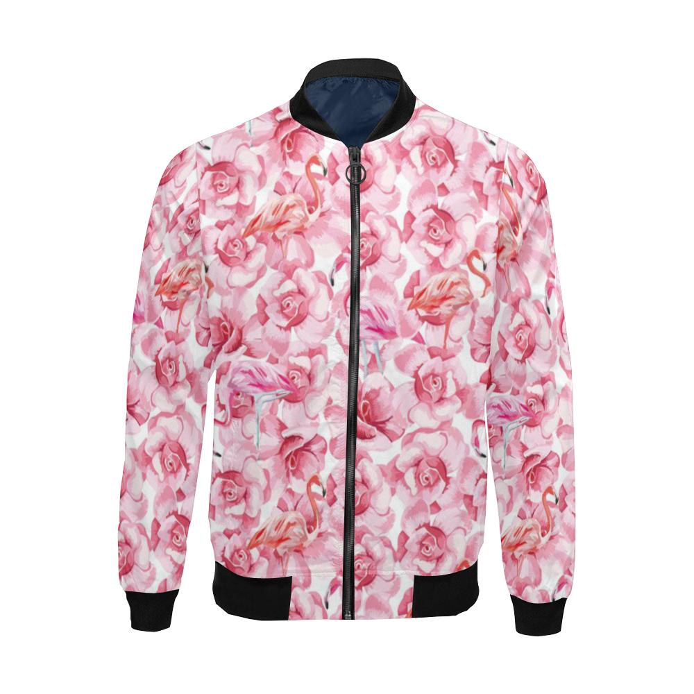 Hawaiian Tropical Flamingo Floral Pattern Print Men's Bomber Jacket-grizzshop