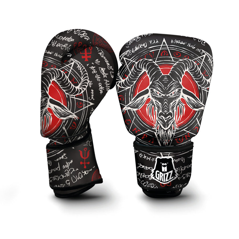 Head Of a Horned Goat Print Boxing Gloves-grizzshop
