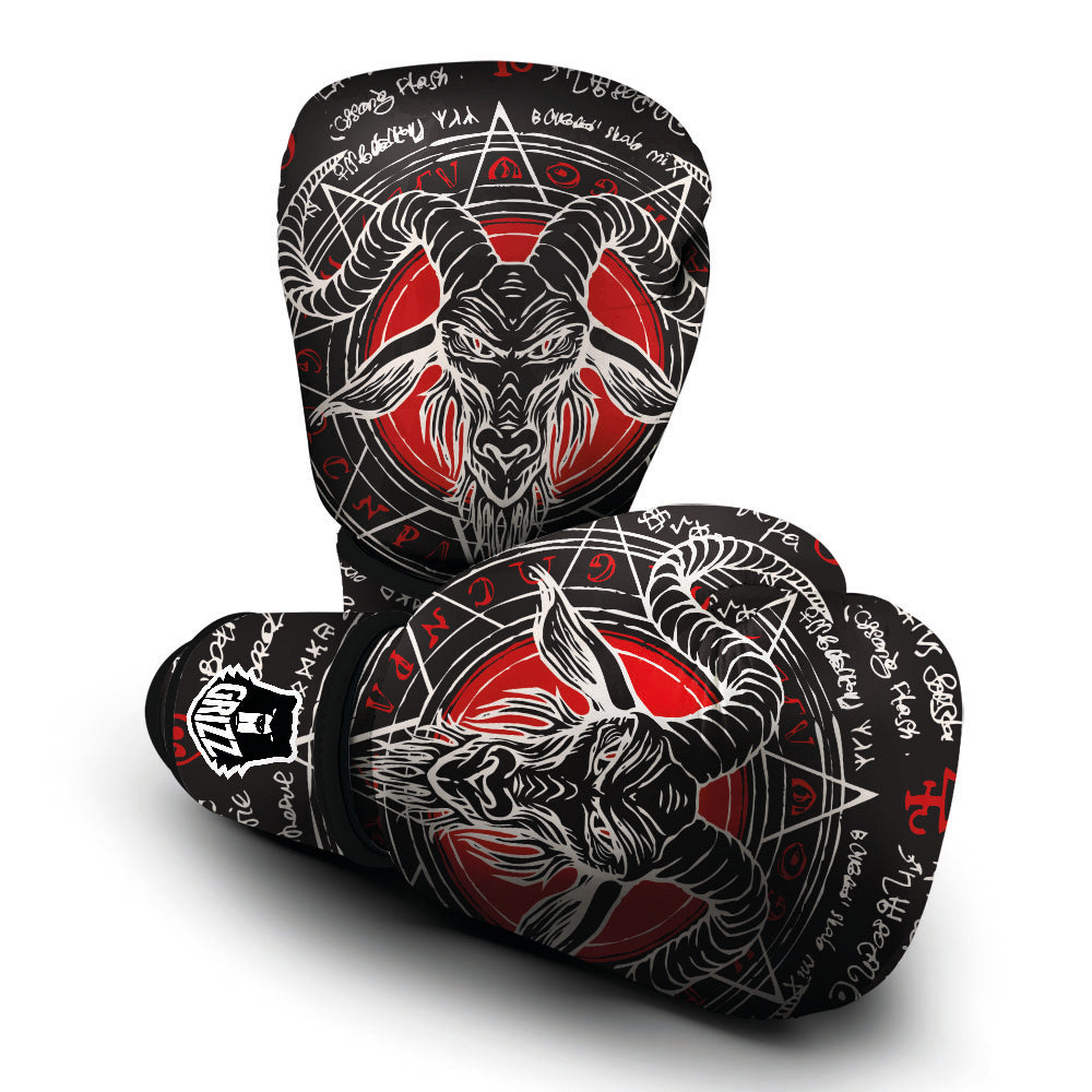 Head Of a Horned Goat Print Boxing Gloves-grizzshop