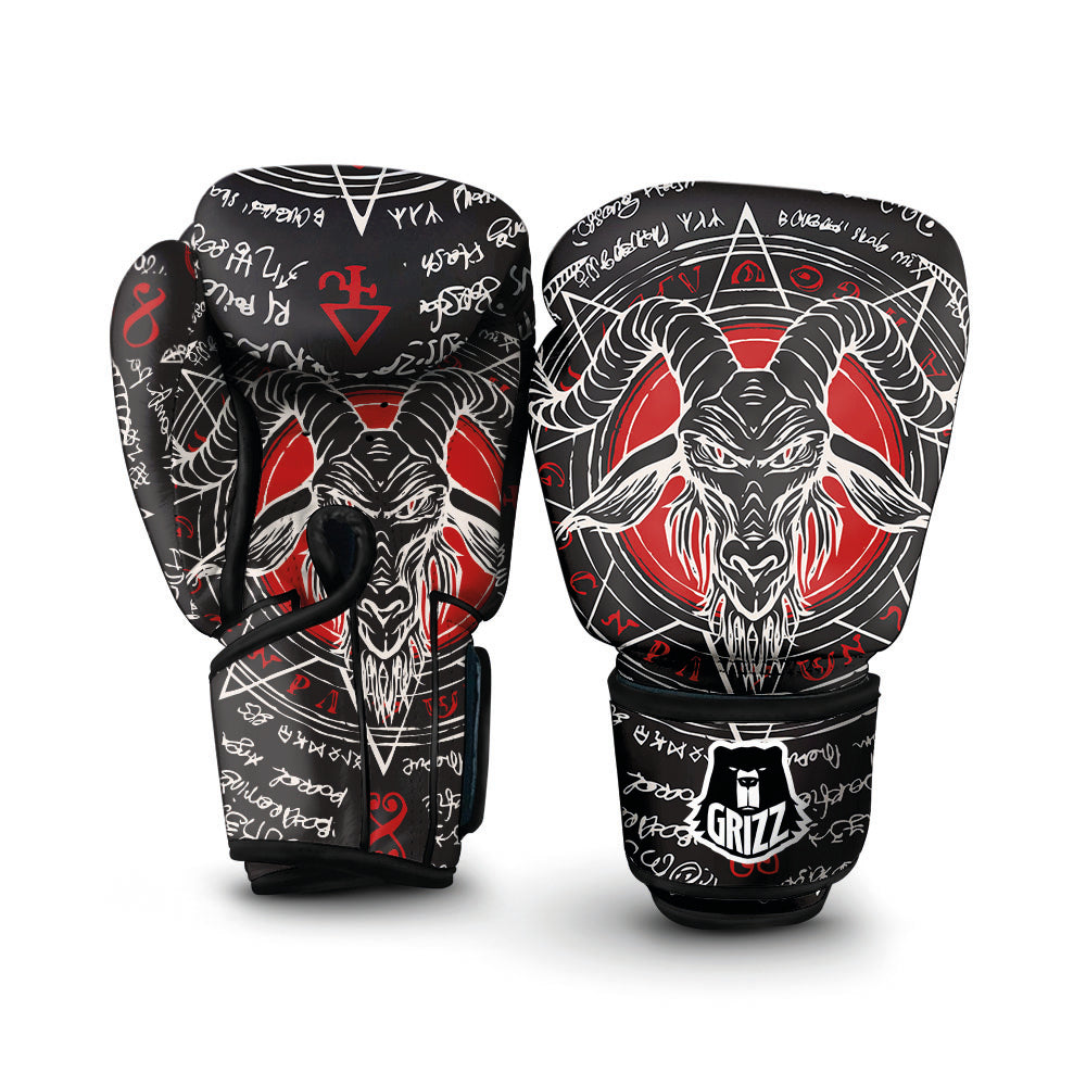 Head Of a Horned Goat Print Boxing Gloves-grizzshop