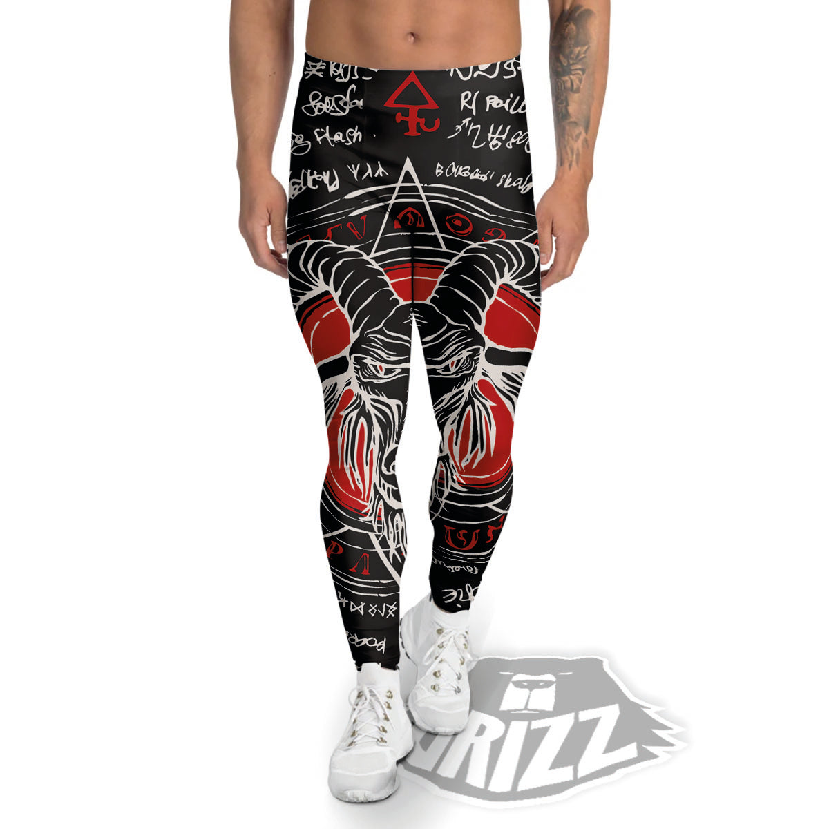 Head Of a Horned Goat Print Men's Leggings-grizzshop
