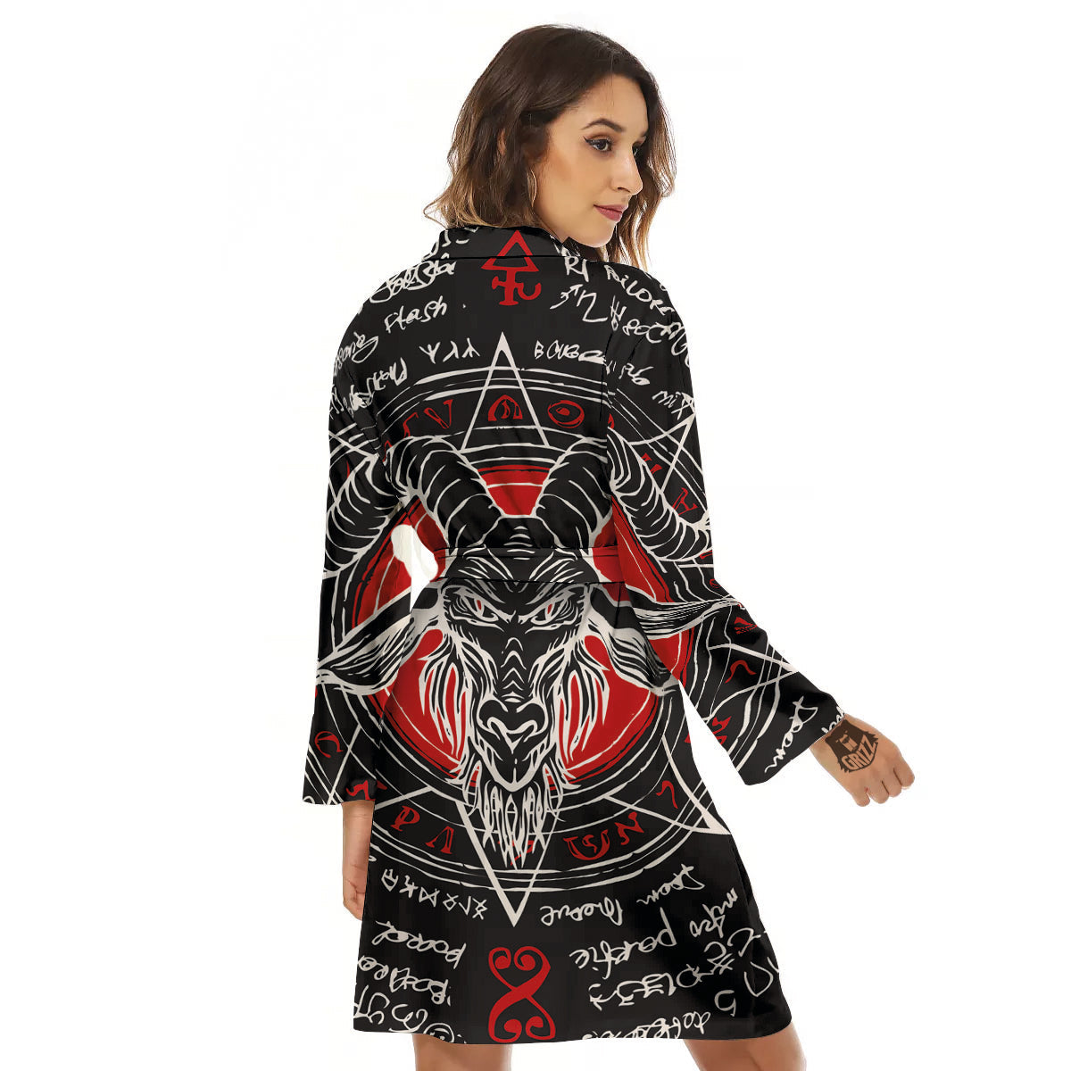 Head Of a Horned Goat Print Women's Robe-grizzshop
