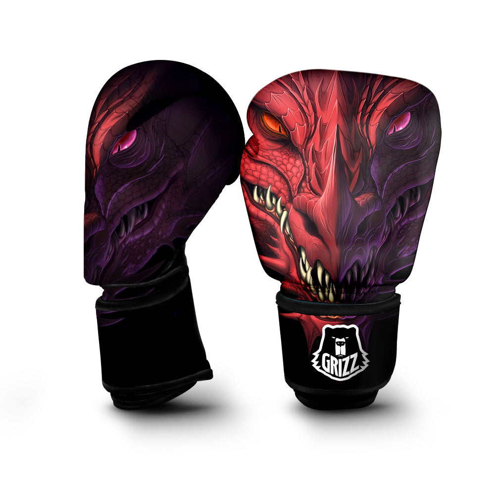 Head Red Dragon Print Boxing Gloves-grizzshop