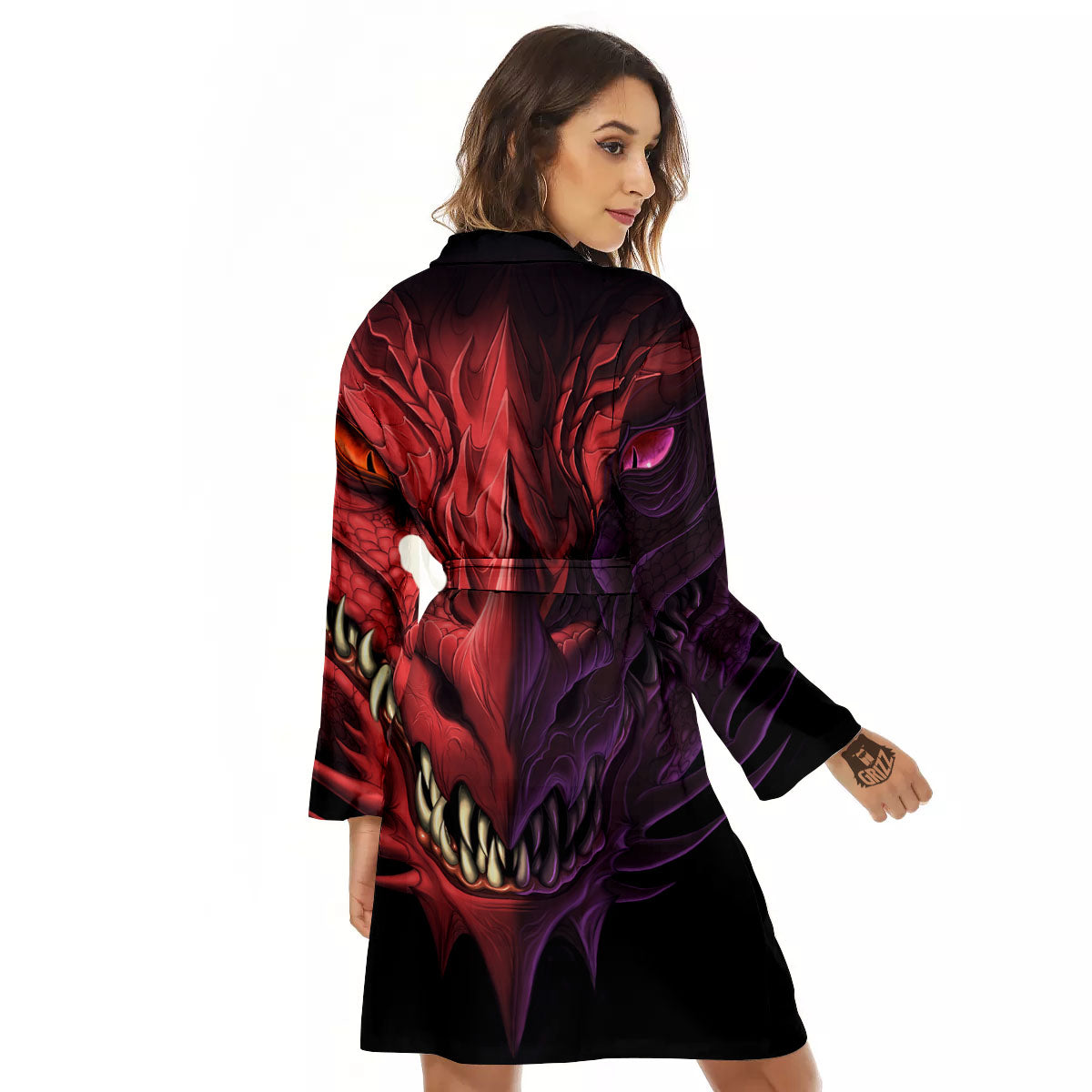 Head Red Dragon Print Women's Robe-grizzshop