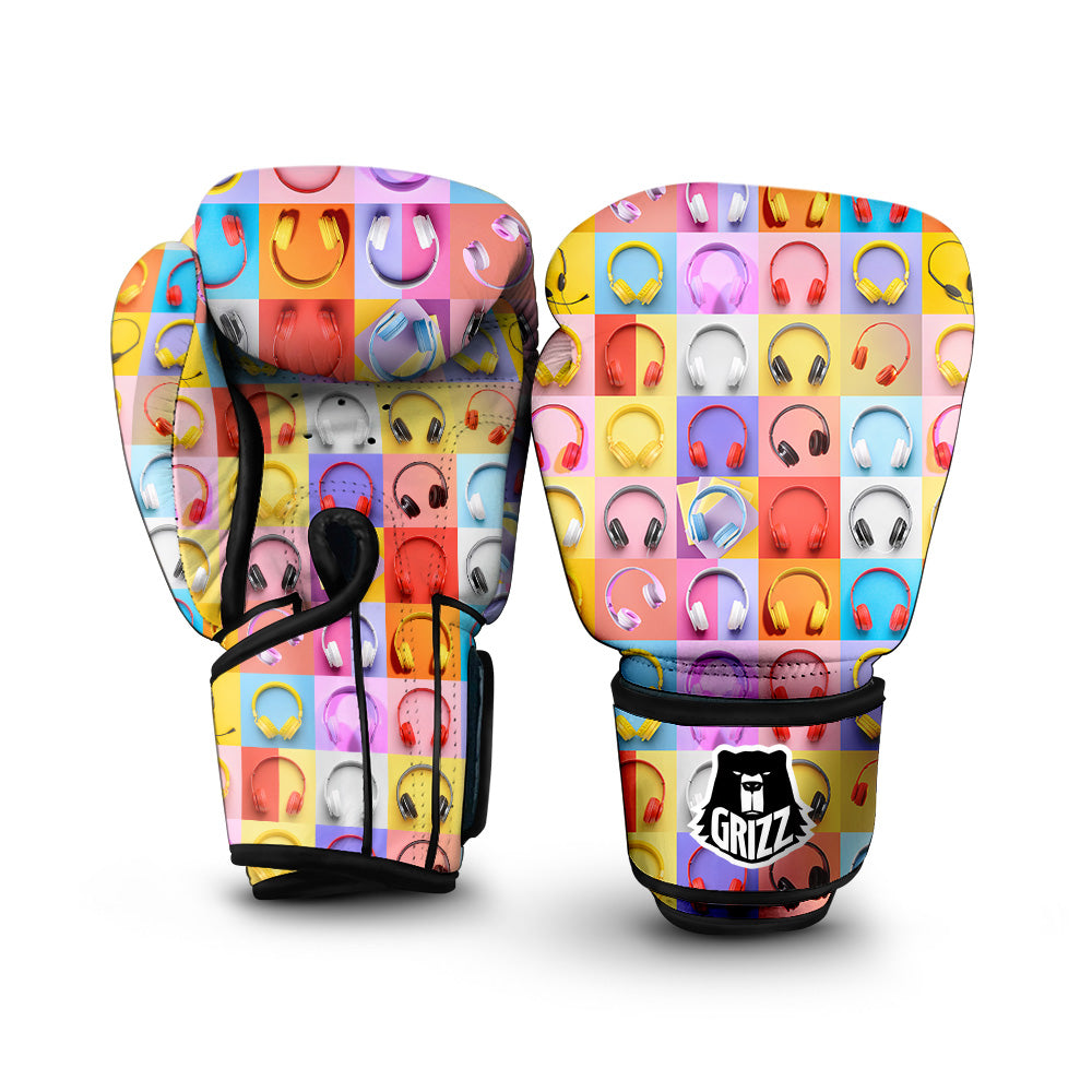 Headphones Pastel Print Pattern Boxing Gloves-grizzshop