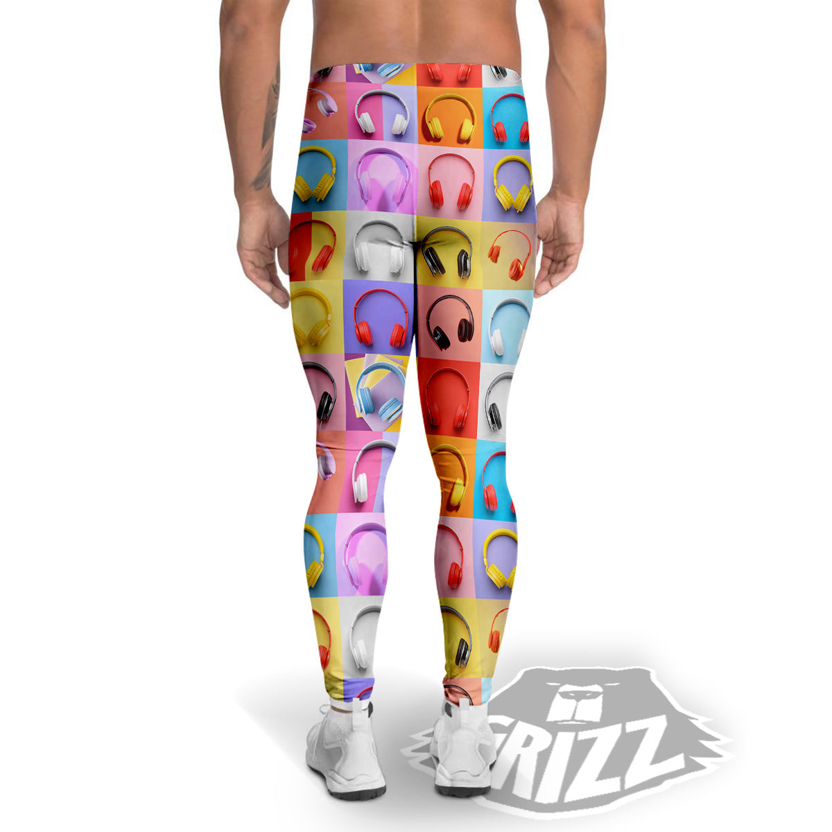 Headphones Pastel Print Pattern Men's Leggings-grizzshop