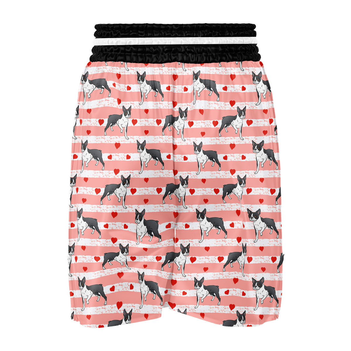 Heart And Boston Terrier Print Pattern Boxing Shorts-grizzshop