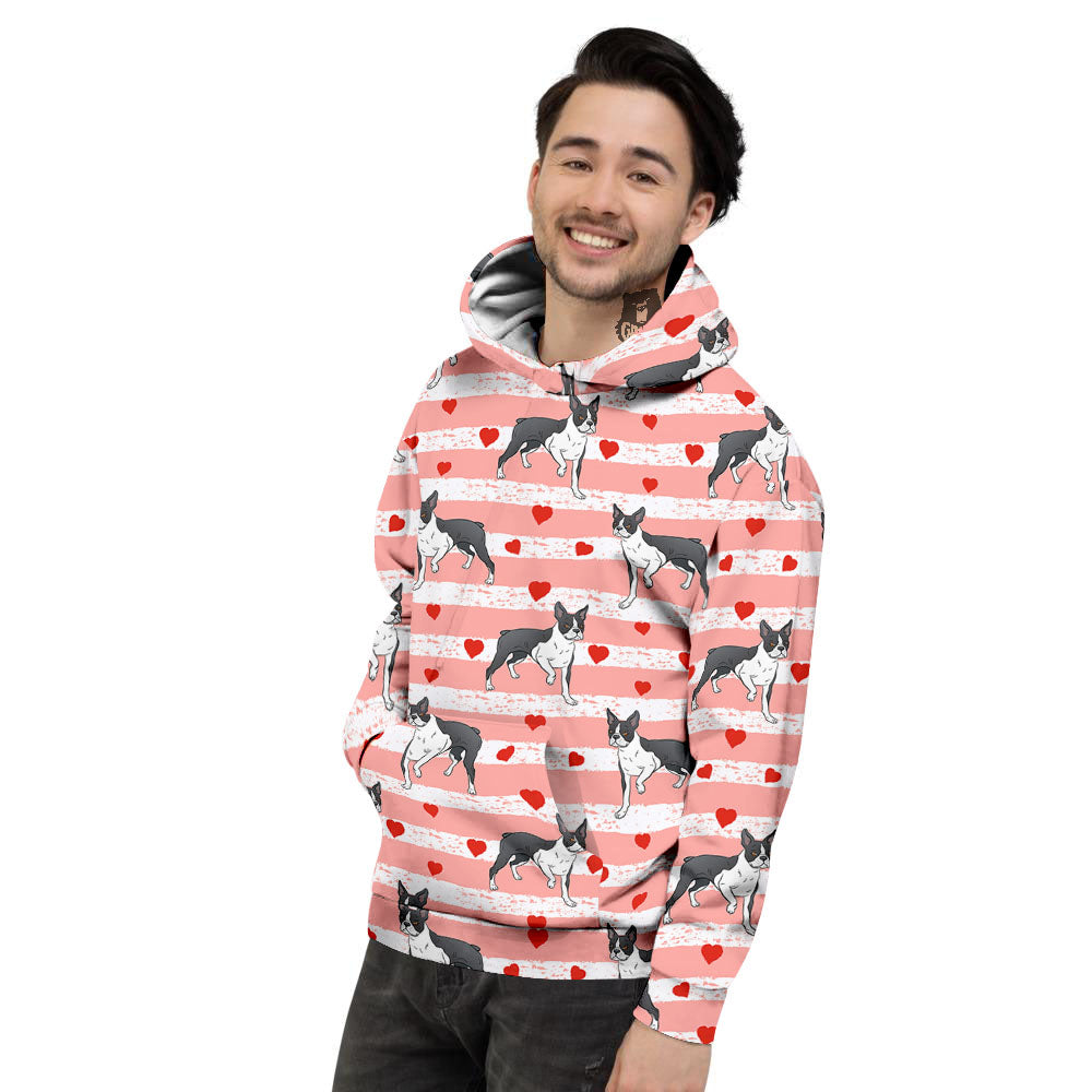 Heart And Boston Terrier Print Pattern Men's Hoodie-grizzshop