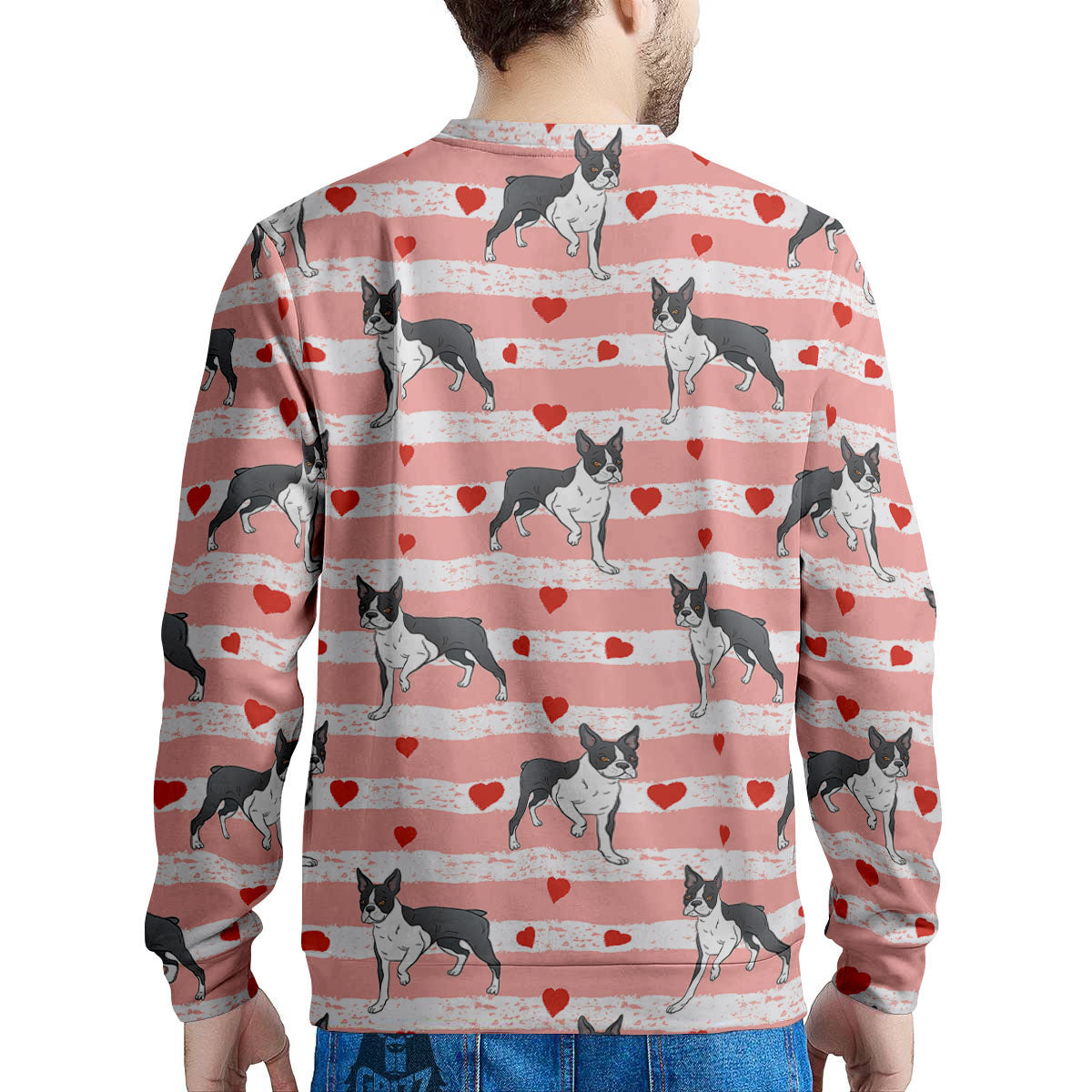 Heart And Boston Terrier Print Pattern Men's Sweatshirt-grizzshop