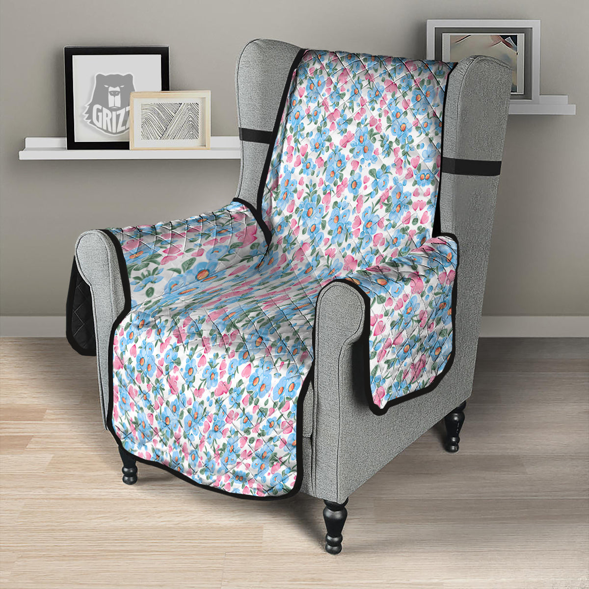 Heart And Flower Valentine's Day Print Pattern Armchair Protector-grizzshop