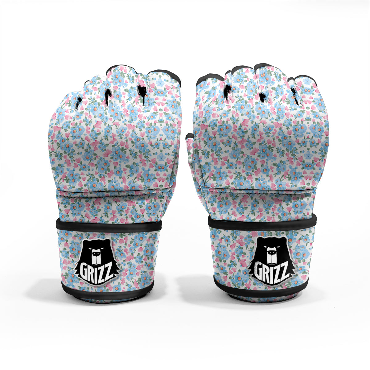 Heart And Flower Valentine's Day Print Pattern MMA Gloves-grizzshop