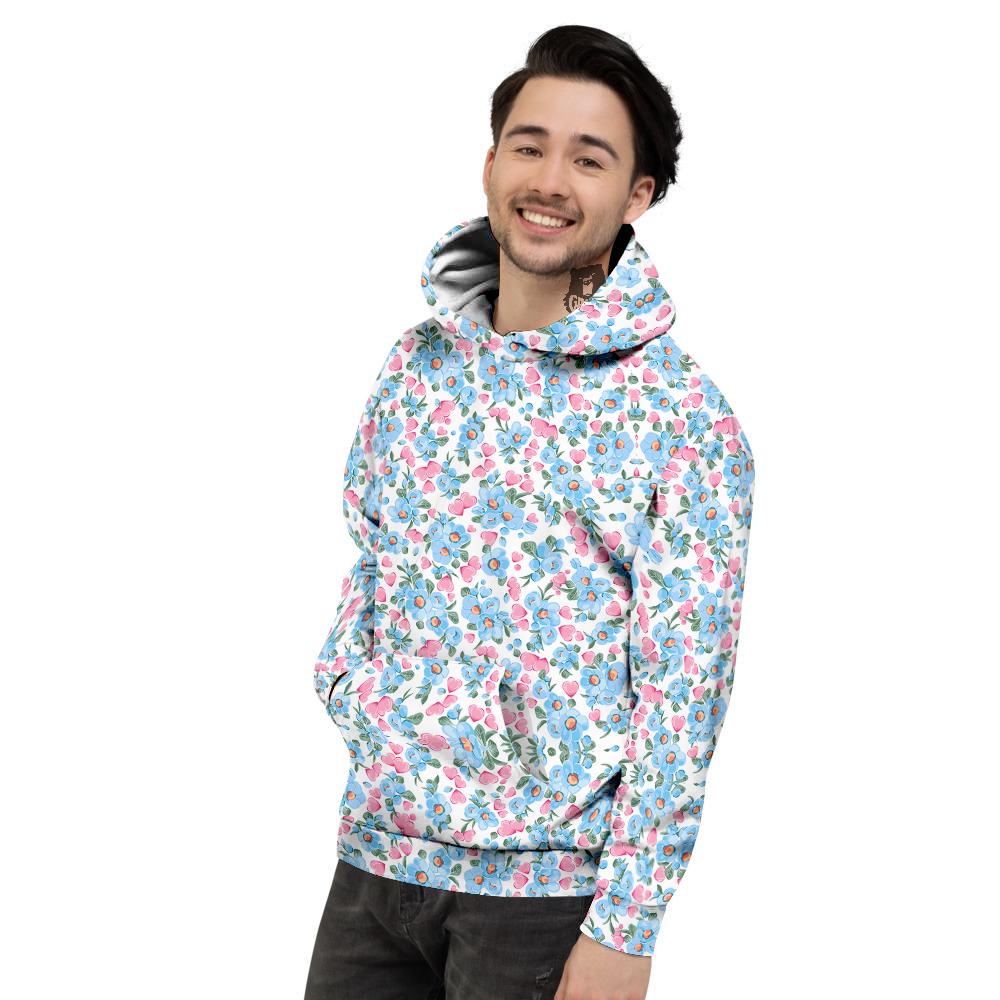 Heart And Flower Valentine's Day Print Pattern Men's Hoodie-grizzshop