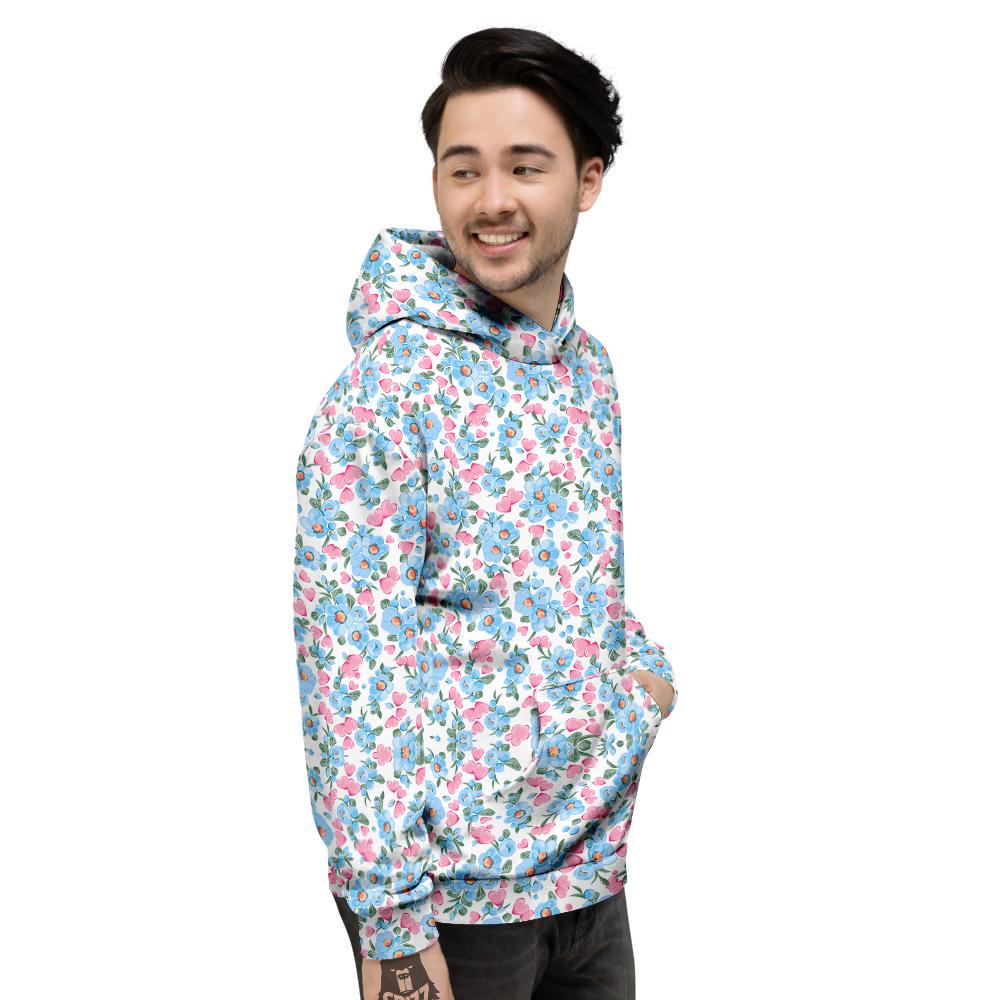 Heart And Flower Valentine's Day Print Pattern Men's Hoodie-grizzshop