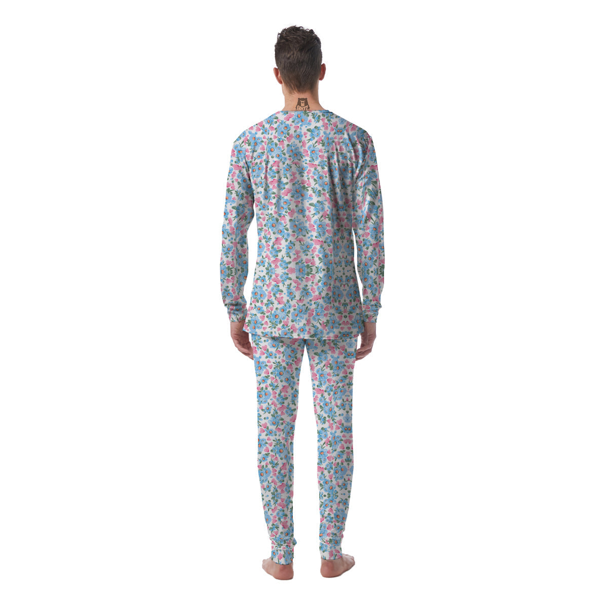 Heart And Flower Valentine's Day Print Pattern Men's Pajamas-grizzshop