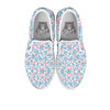 Heart And Flower Valentine's Day Print Pattern White Slip On Shoes-grizzshop