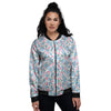 Heart And Flower Valentine's Day Print Pattern Women's Bomber Jacket-grizzshop