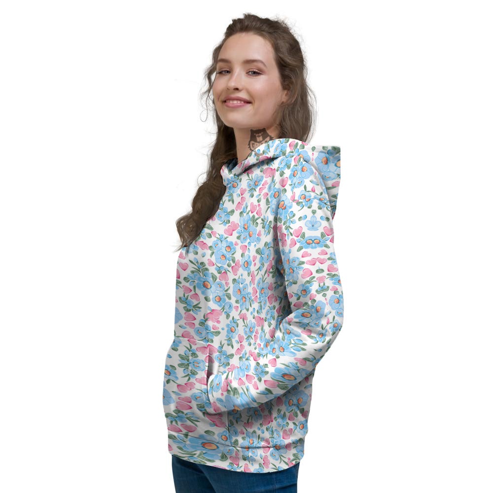 Heart And Flower Valentine's Day Print Pattern Women's Hoodie-grizzshop