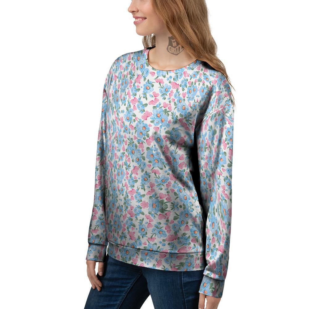 Heart And Flower Valentine's Day Print Pattern Women's Sweatshirt-grizzshop