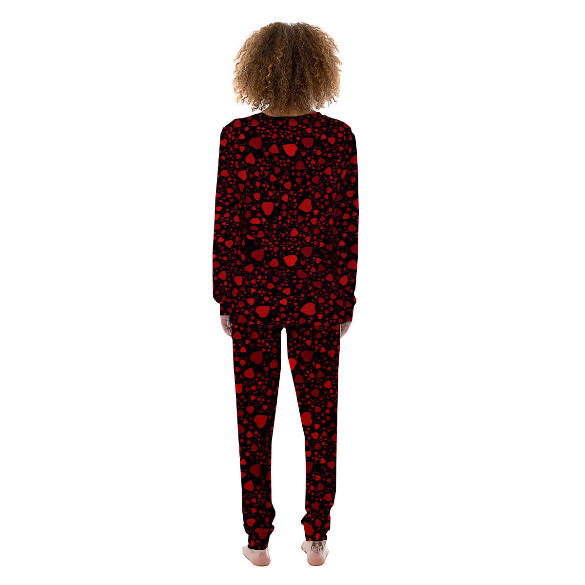 Heart Black And Red Print Pattern Women's Pajamas-grizzshop