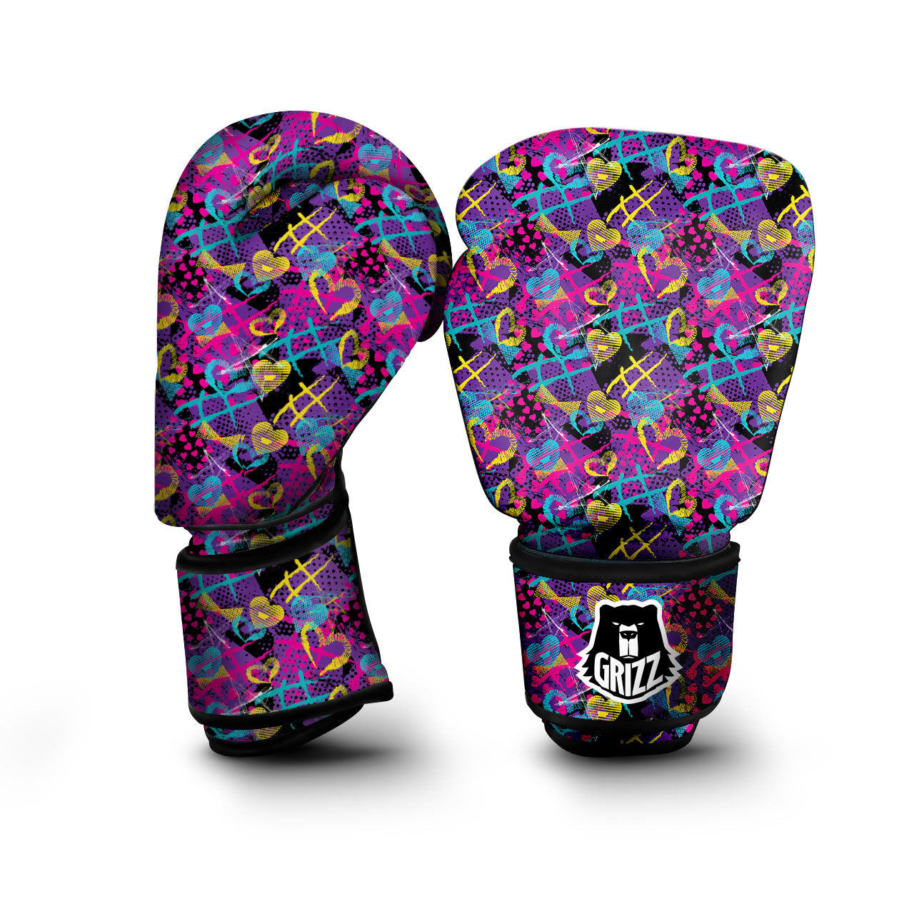 Heart Graffiti Print Pattern Boxing Gloves-grizzshop