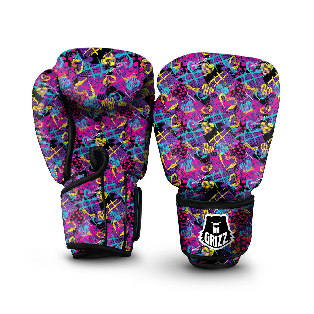 Heart Graffiti Print Pattern Boxing Gloves-grizzshop