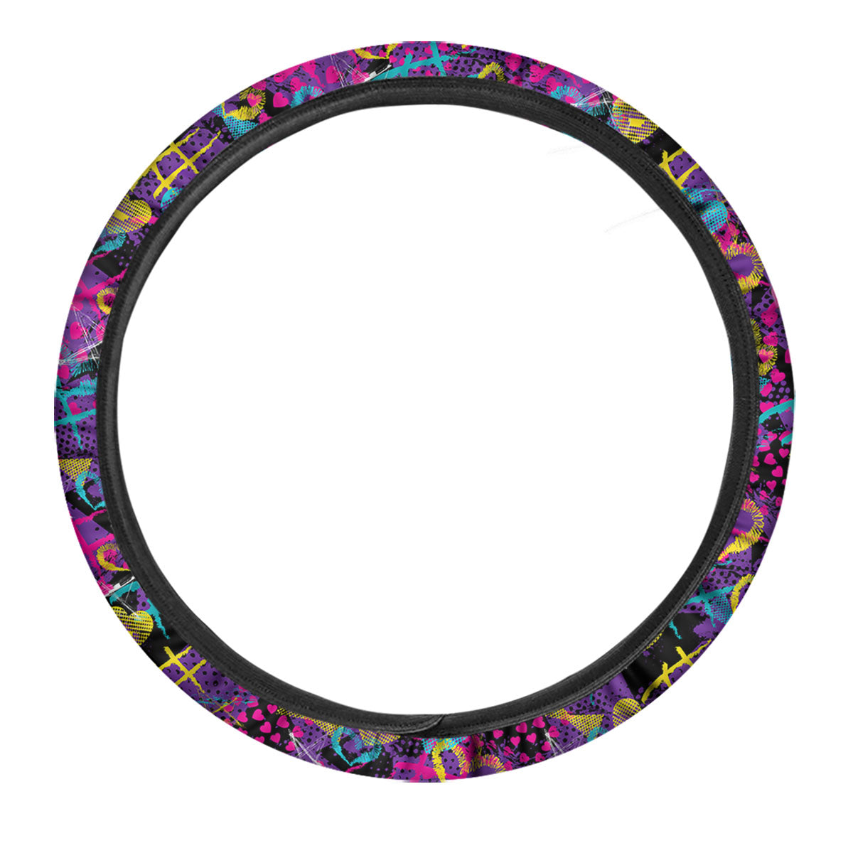 Heart Graffiti Print Pattern Car Steering Wheel Cover-grizzshop