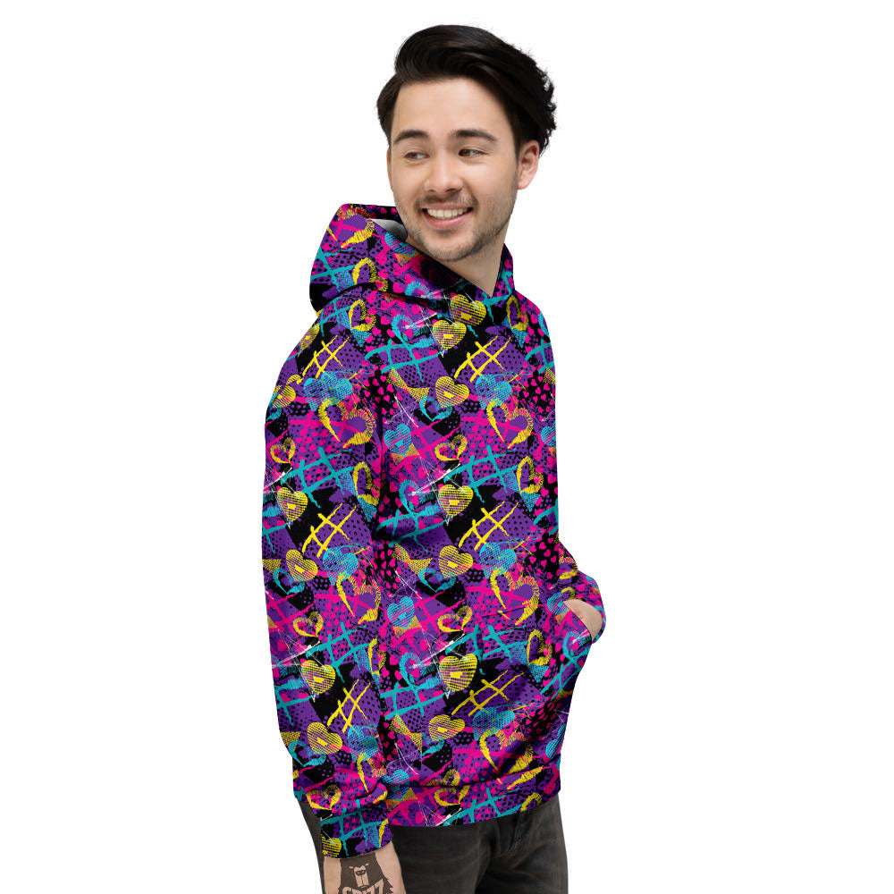 Heart Graffiti Print Pattern Men's Hoodie-grizzshop