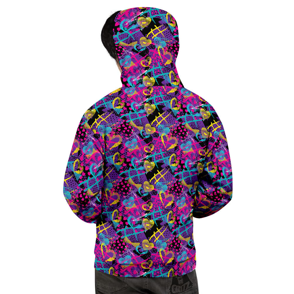 Heart Graffiti Print Pattern Men's Hoodie-grizzshop