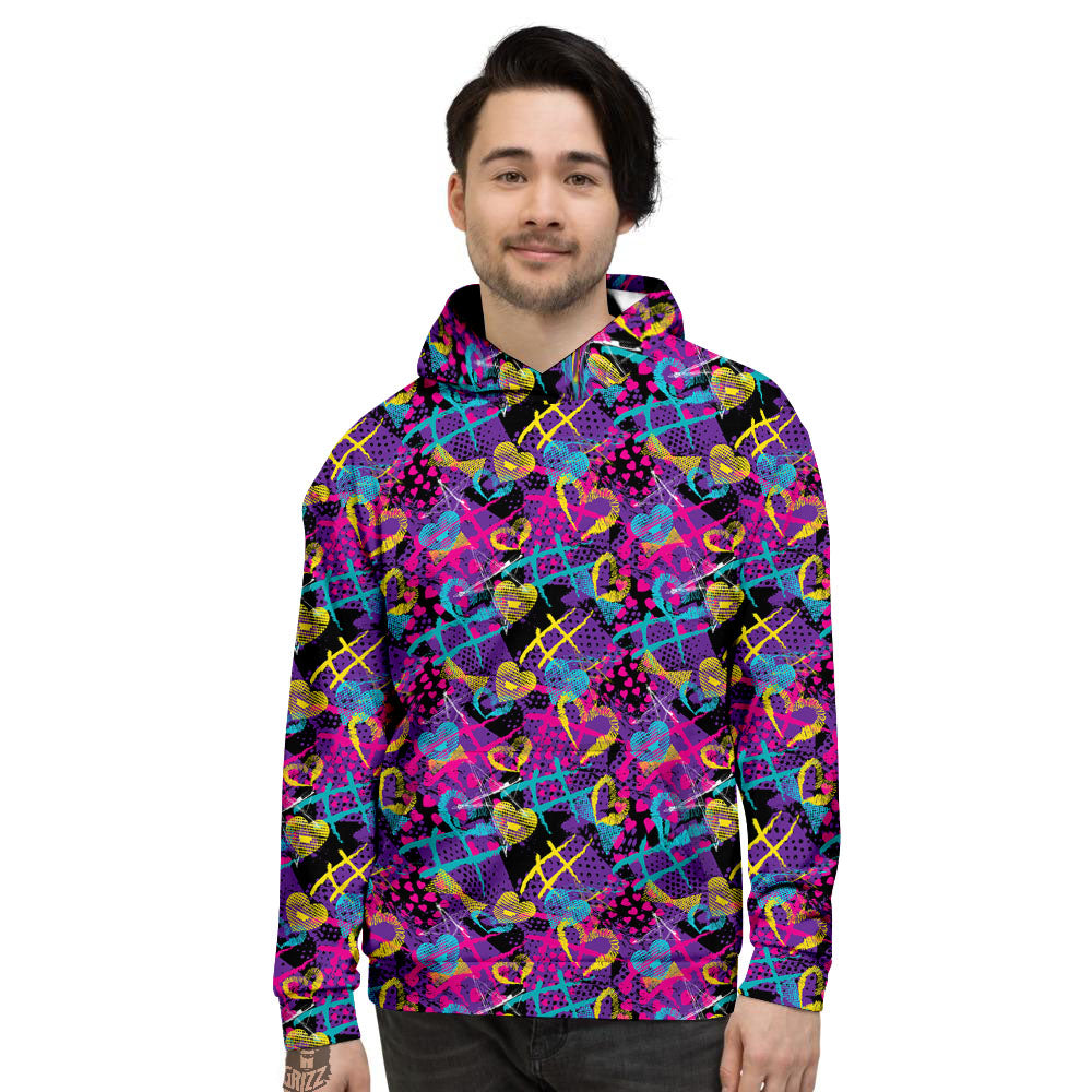 Heart Graffiti Print Pattern Men's Hoodie-grizzshop