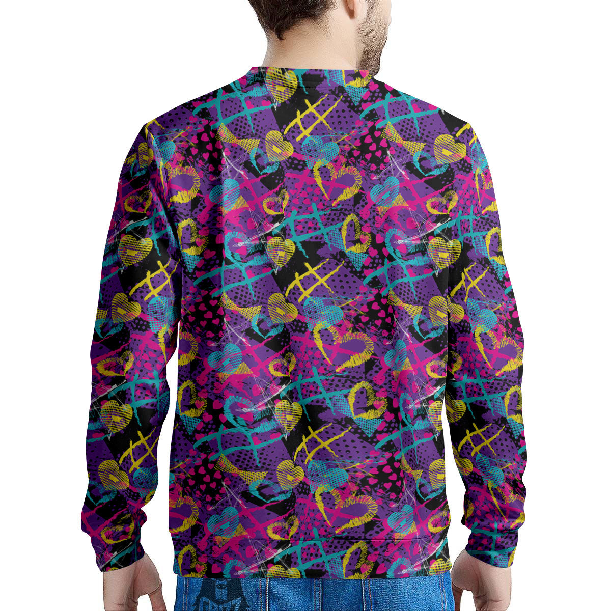 Heart Graffiti Print Pattern Men's Sweatshirt-grizzshop
