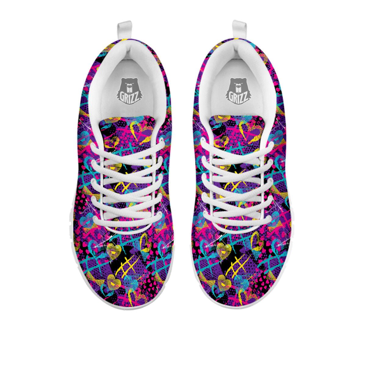 Heart Graffiti Print Pattern White Sneaker-grizzshop