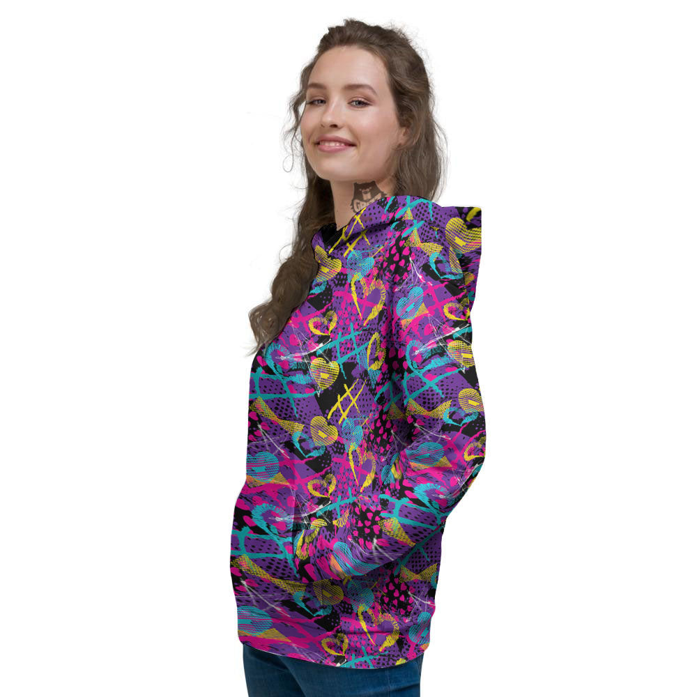 Heart Graffiti Print Pattern Women's Hoodie-grizzshop
