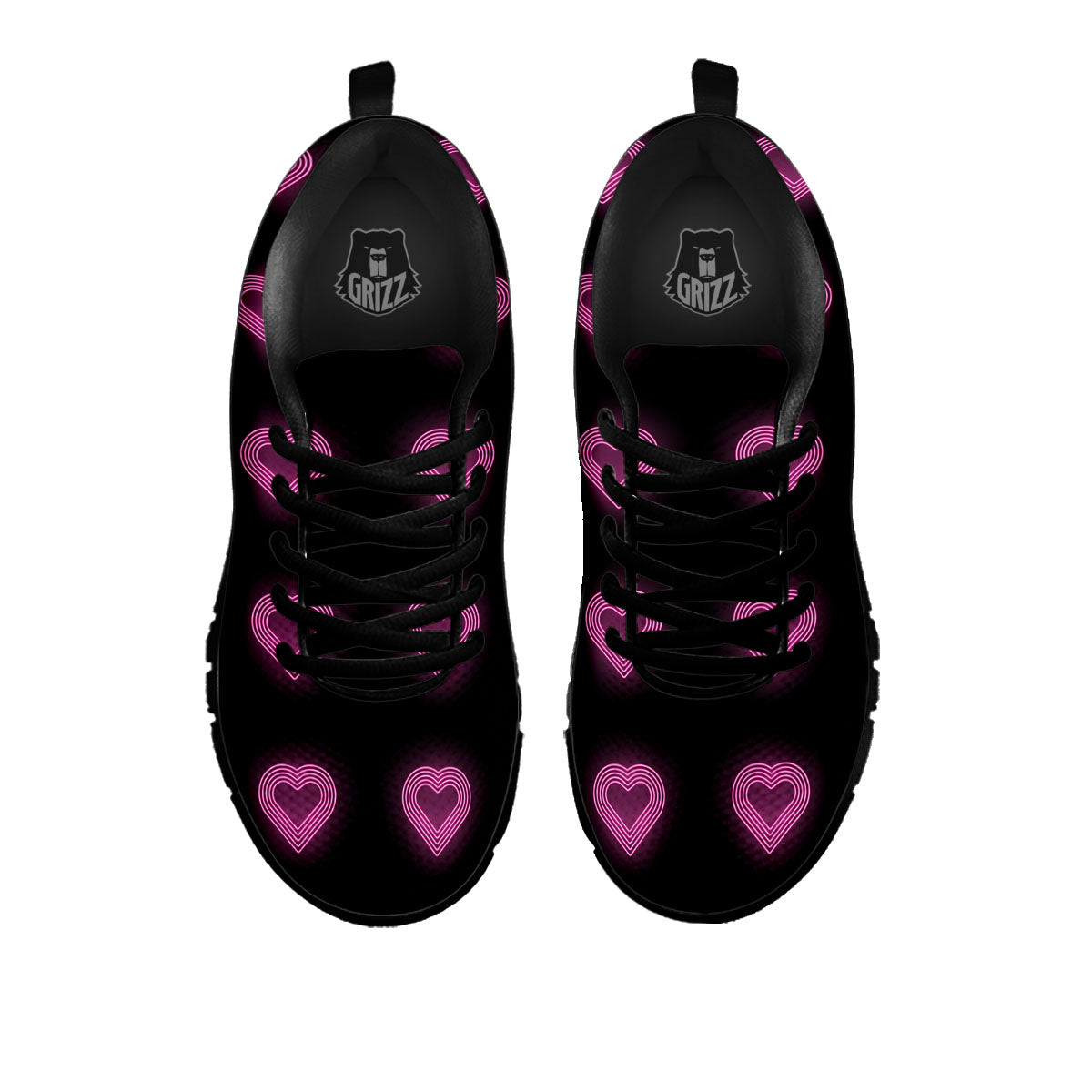 Heart Lights Print Pattern Black Sneaker-grizzshop