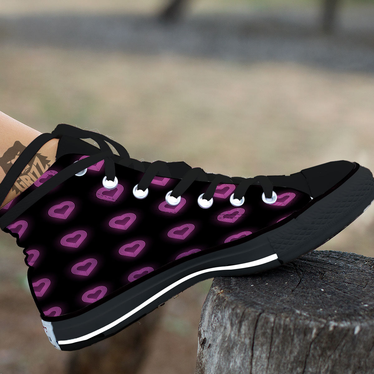 Heart Lights Print Pattern High Top Shoes-grizzshop