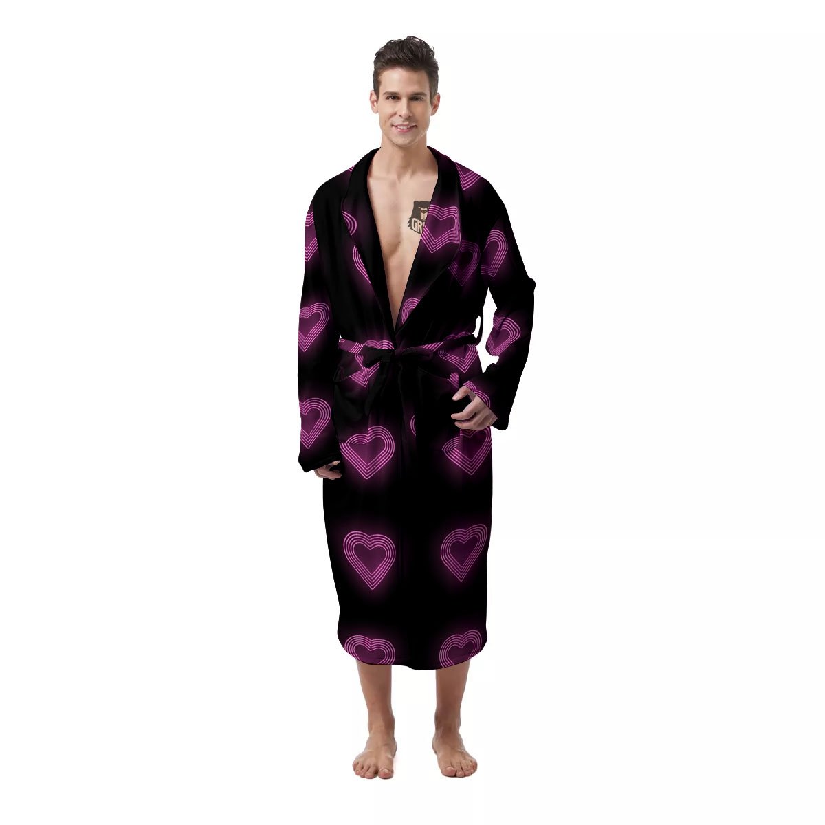 Heart Lights Print Pattern Men's Robe-grizzshop