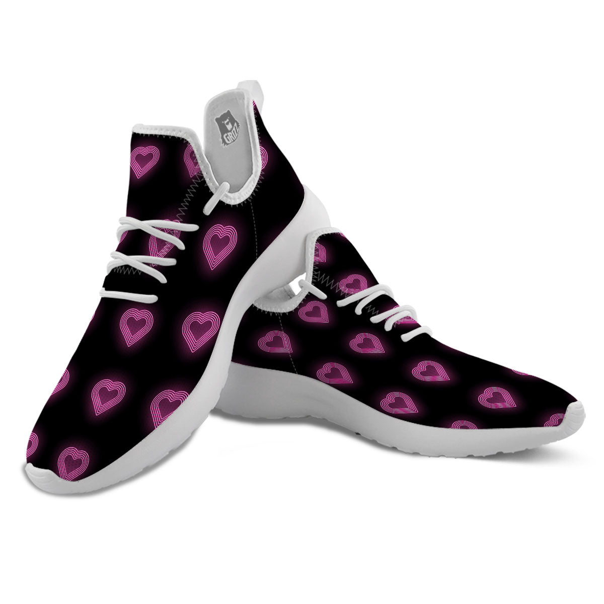 Heart Lights Print Pattern White Athletic Shoes-grizzshop