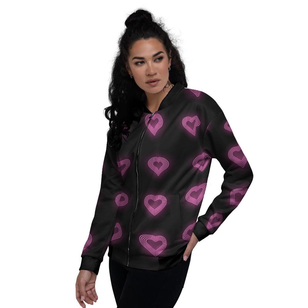 Heart Lights Print Pattern Women's Bomber Jacket-grizzshop